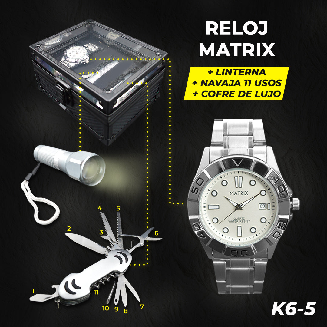 ⌚🏕️ Reloj Kit Táctico + Navaja Suiza + Linterna (Estuche de Lujo) ⚔️🔦🧭