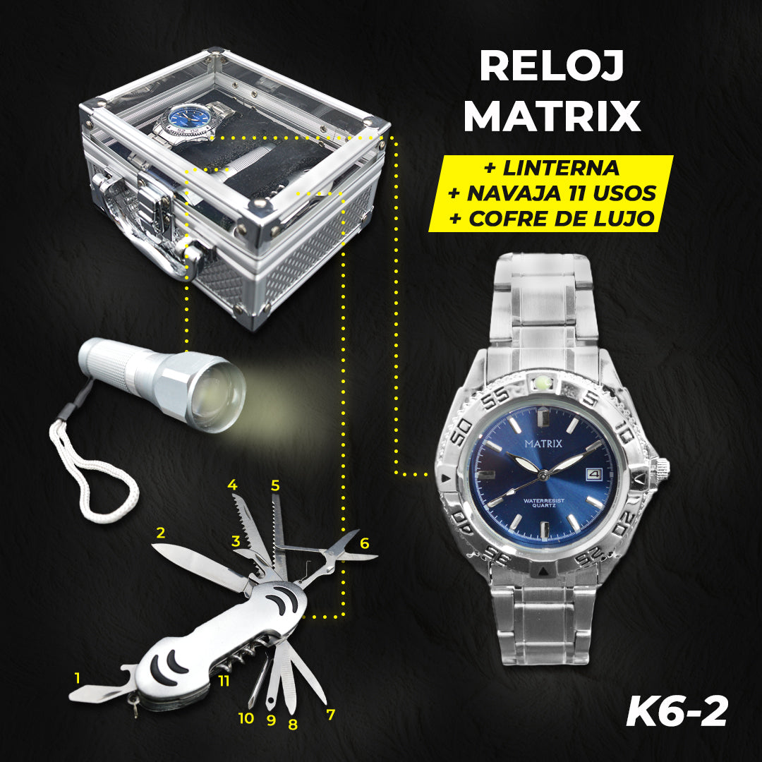 ⌚🏕️ Reloj Kit Táctico + Navaja Suiza + Linterna (Estuche de Lujo) ⚔️🔦🧭