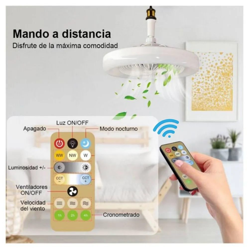 Foco Ventilador Techo 2 En 1 Ahorrador