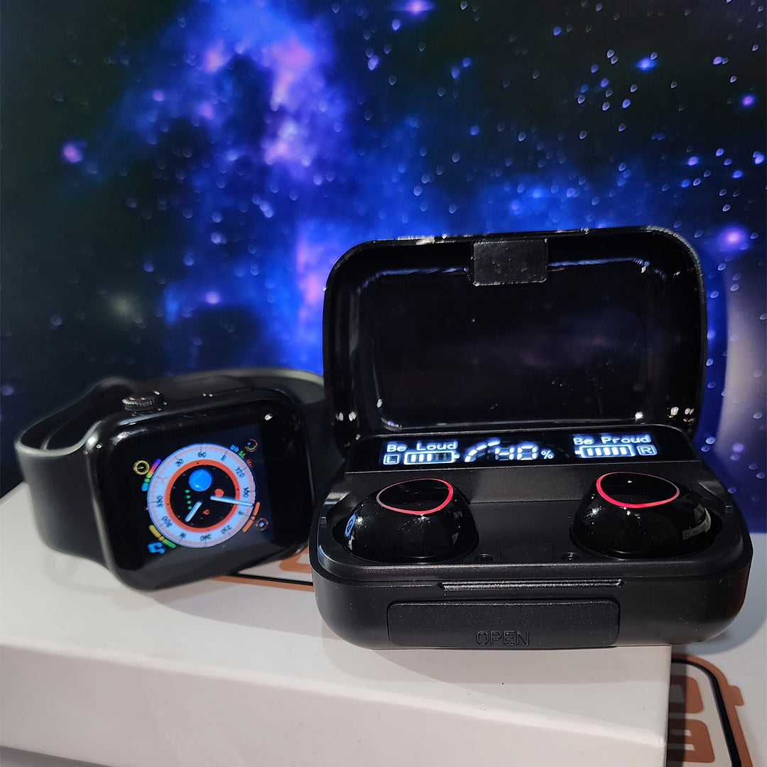 Combo - Reloj T500 + Audífonos M10 💪 Diseño moderno, conectividad total y batería de larga duración.