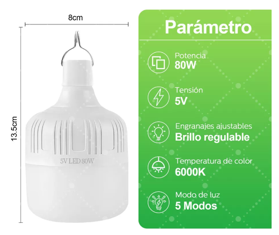 Foco led emergencia USB Recargable Portatil
