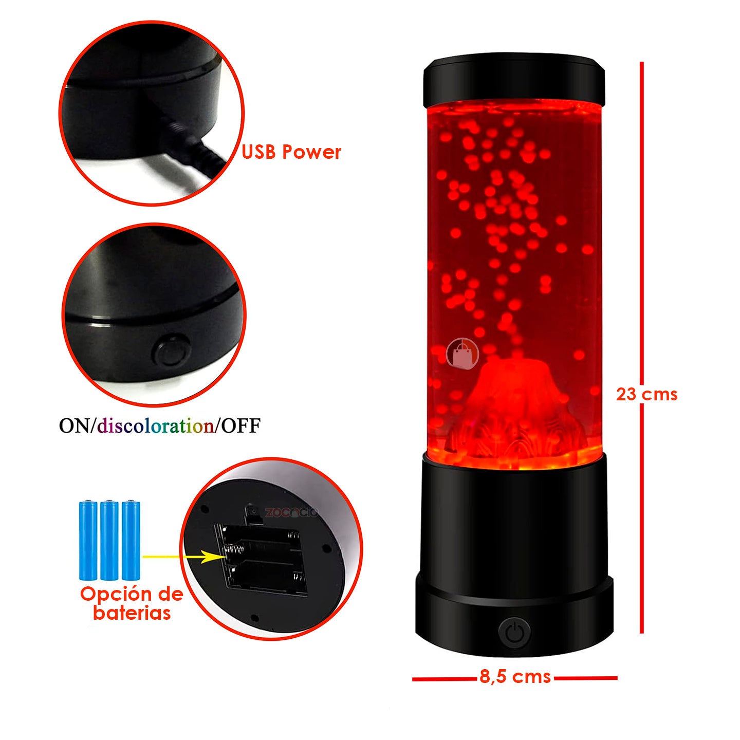 Lampara Volcán Con Lava Decorativa Led