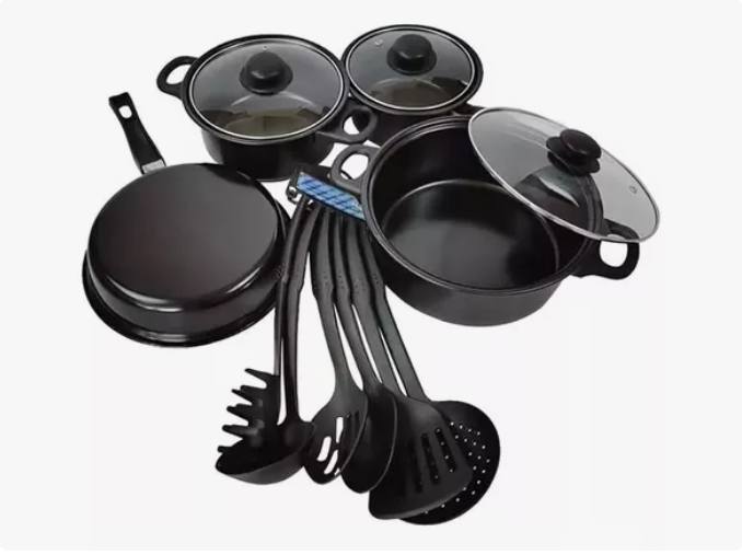 Set Ollas Antiadherentes x4 + Kit De Cucharones Obsequio