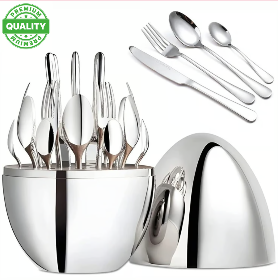 JUEGO CUBIERTOS EN ESTUCHE HUEVO PREMIUM DE ACERO INOXIDABLE