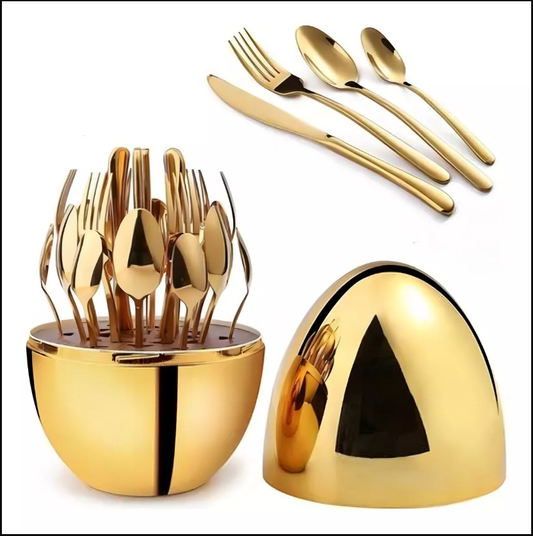 JUEGO CUBIERTOS EN ESTUCHE HUEVO PREMIUM DE ACERO INOXIDABLE