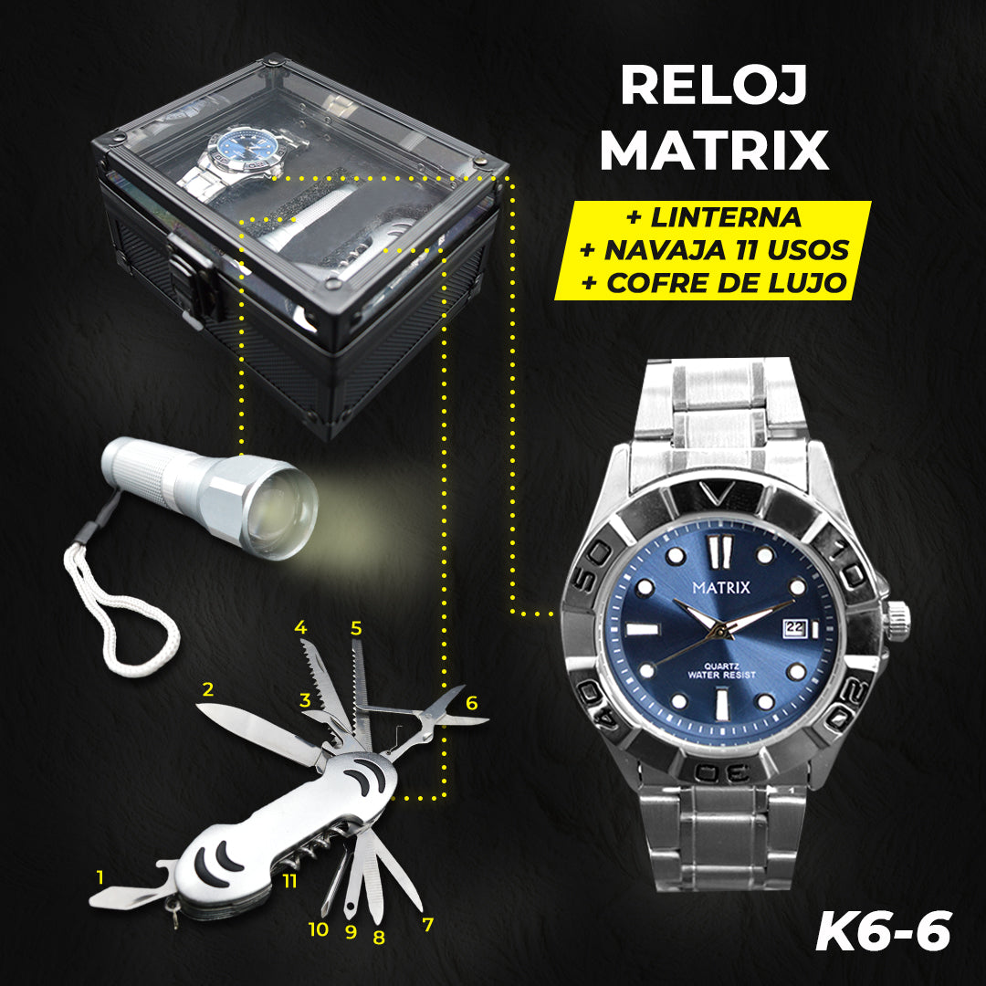 ⌚🏕️ Reloj Kit Táctico + Navaja Suiza + Linterna (Estuche de Lujo) ⚔️🔦🧭