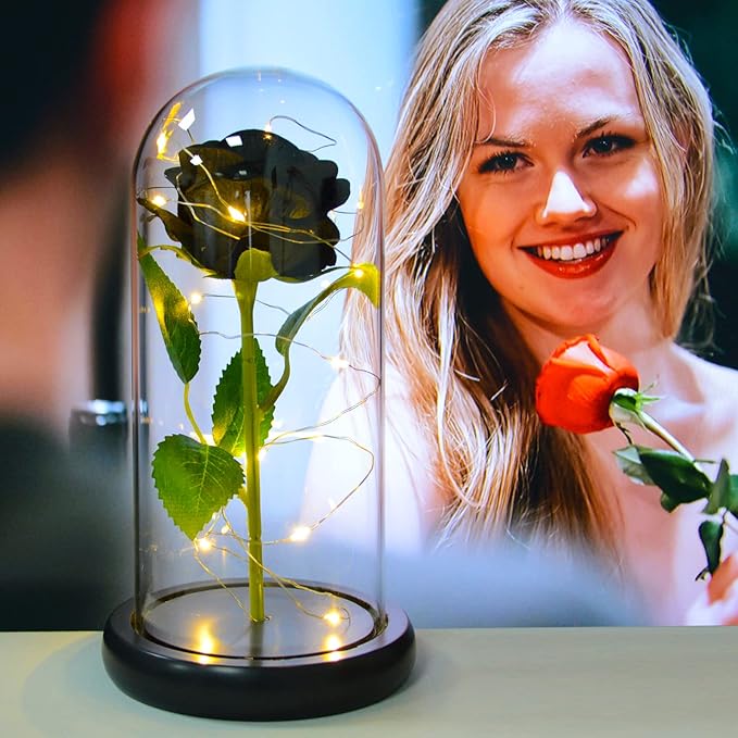 🖤🌹 Elegancia Eterna – Nueva Rosa Negra en Cúpula de Acrílico ✨