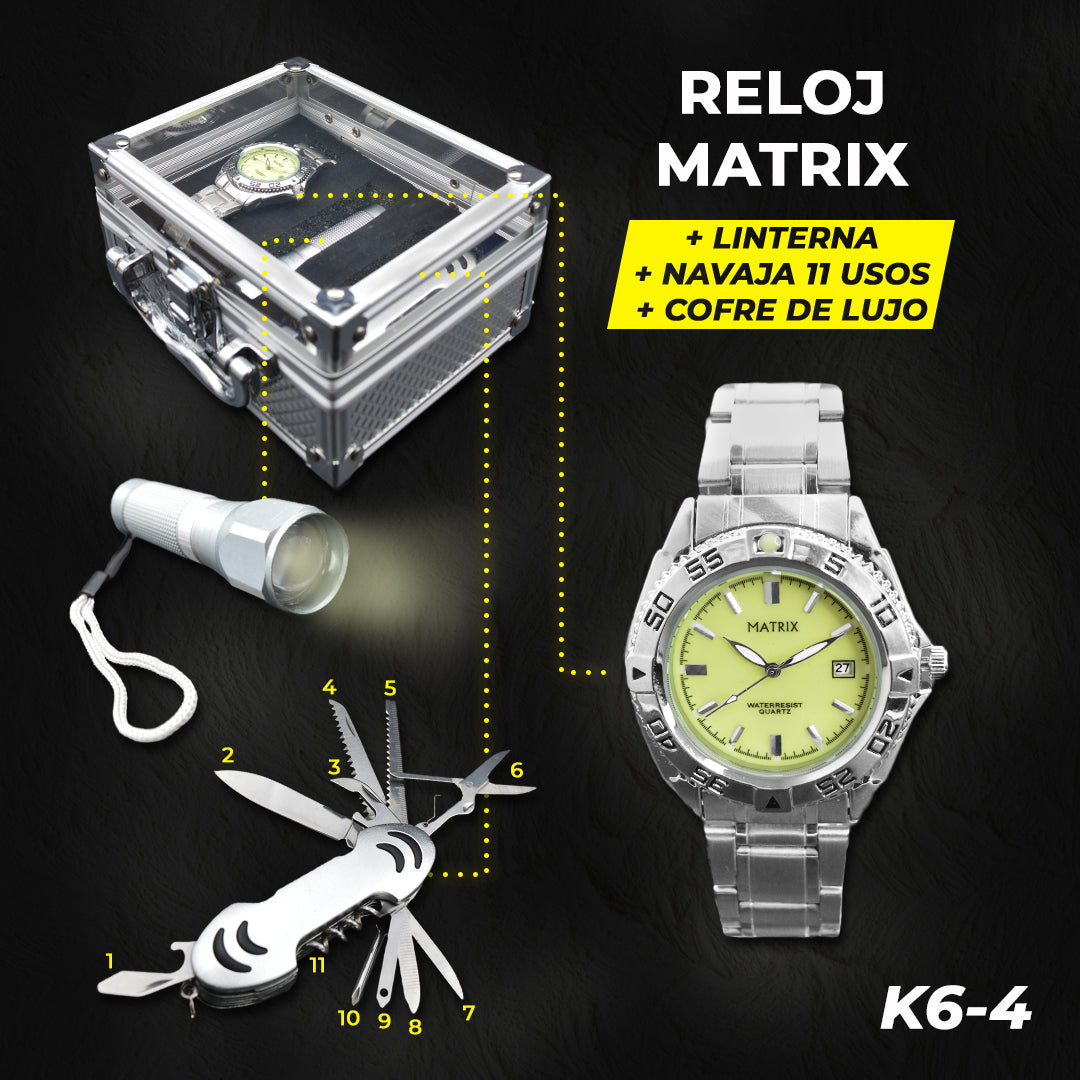 ⌚🏕️ Reloj Kit Táctico + Navaja Suiza + Linterna (Estuche de Lujo) ⚔️🔦🧭