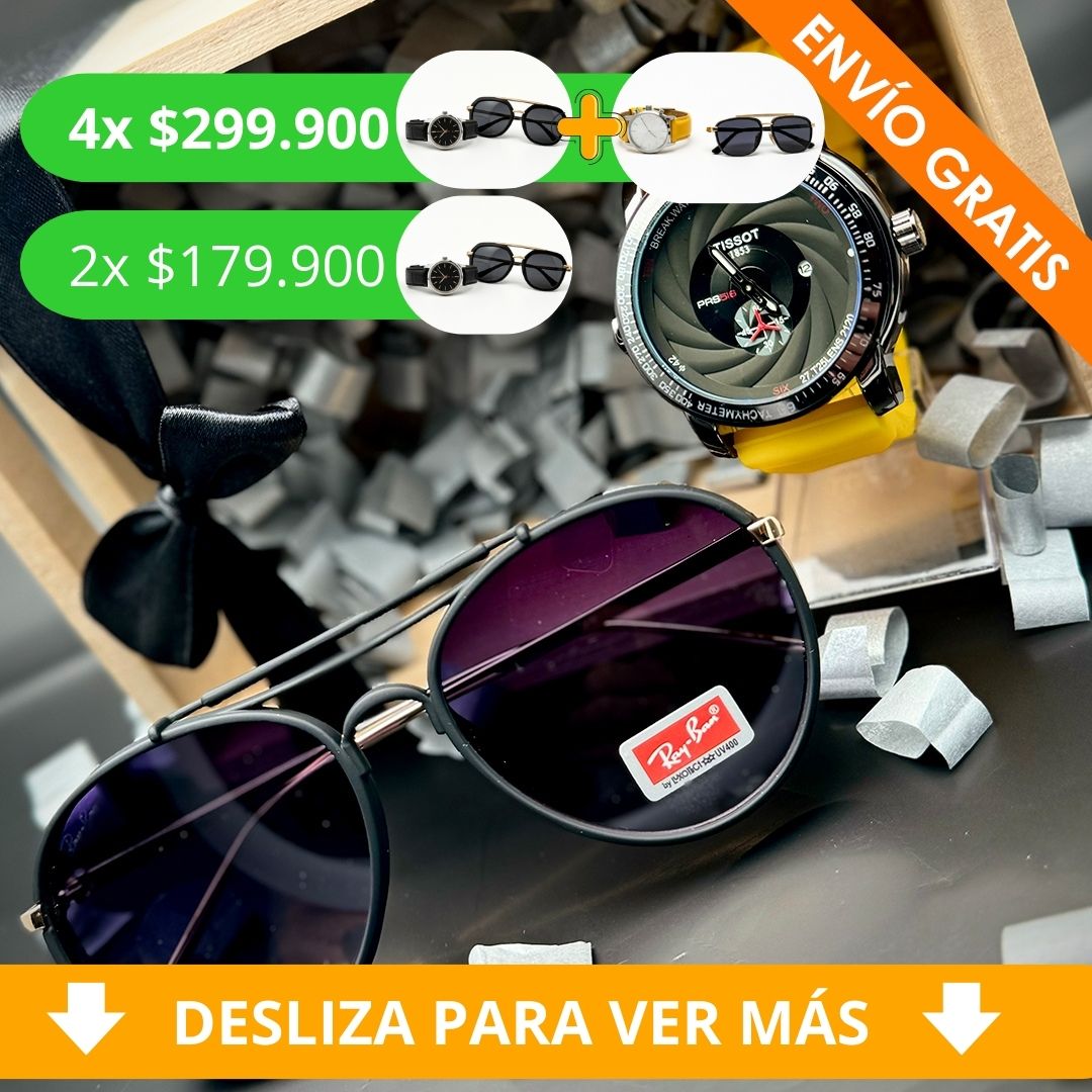 ✨¡NUEVO! Combo de Lujo: ⌚RELOJ + 🕶GAFAS | Estuche de Regalo🎁😎