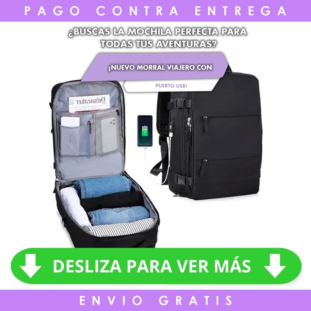 Nuevo MORRAL BOLSO VIAJERO EXPANDIBLE con Puerto USB 🎒✈️