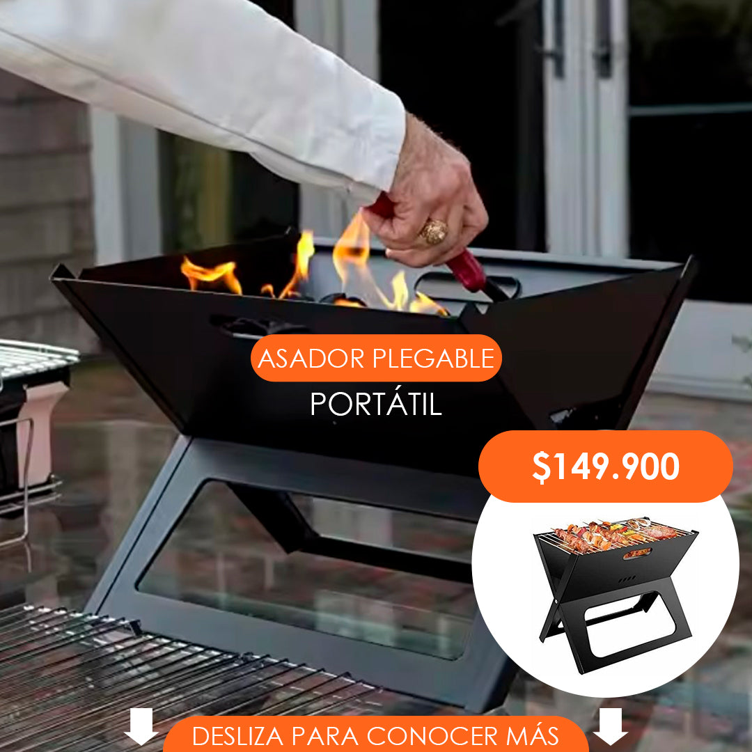 ✨¡NUEVO! ASADOR PLEGABLE Y PORTÁTIL 🔥 ¡Llévate el sabor de la parrilla a donde quieras!🍗
