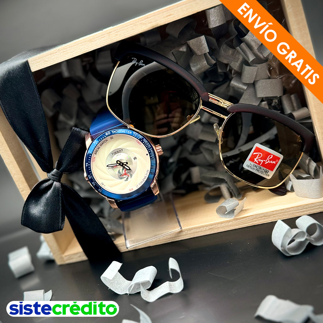 ✨¡NUEVO! Combo de Lujo: ⌚RELOJ + 🕶GAFAS | Estuche de Regalo🎁😎