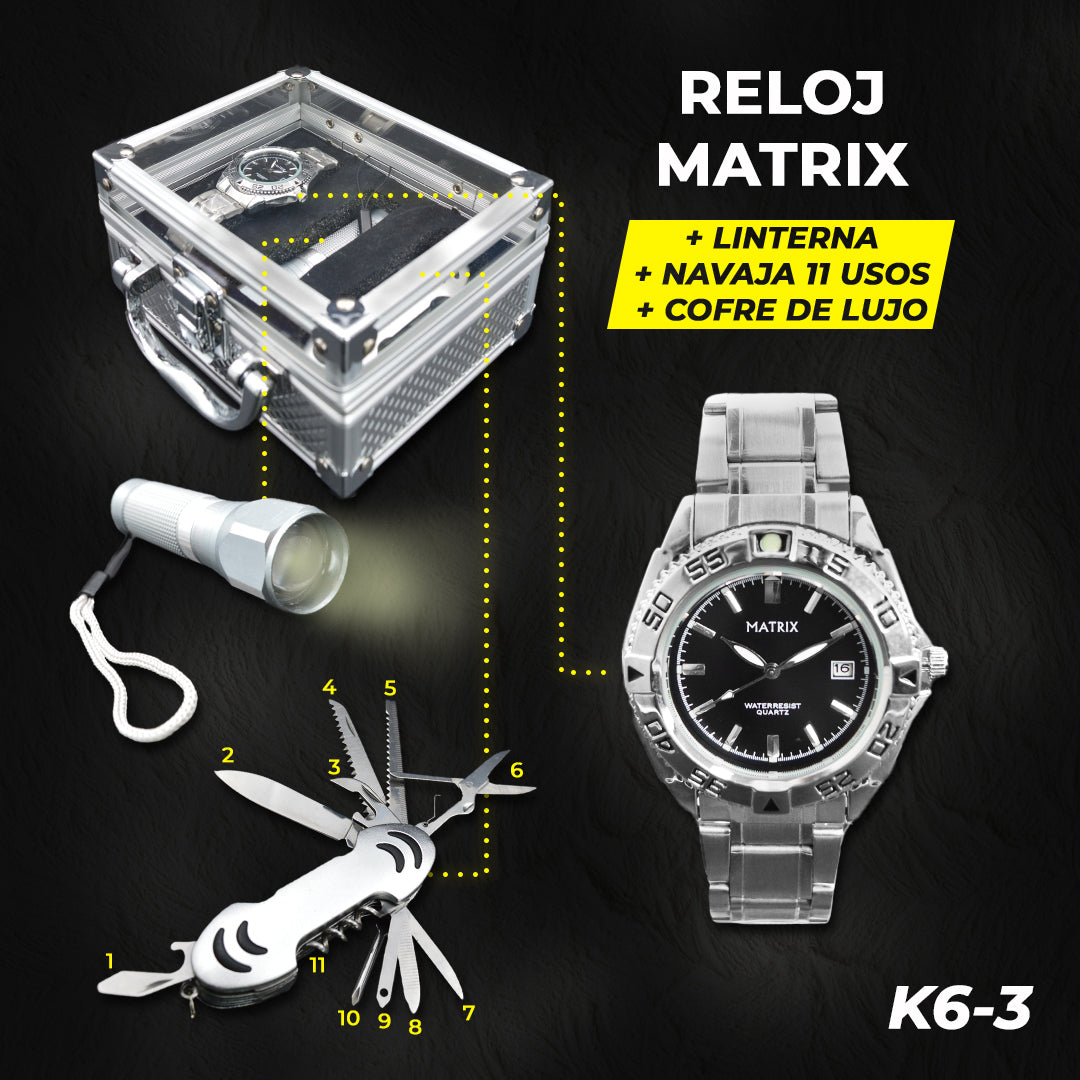 ⌚🏕️ Reloj Kit Táctico + Navaja Suiza + Linterna (Estuche de Lujo) ⚔️🔦🧭