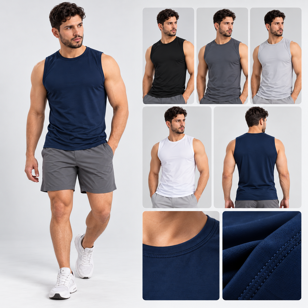 Camiseta deportiva sin mangas TechDry spandex Polilycra