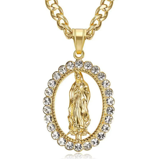 Nueva Cadena Virgen María Baño de Oro + Caja Regalo