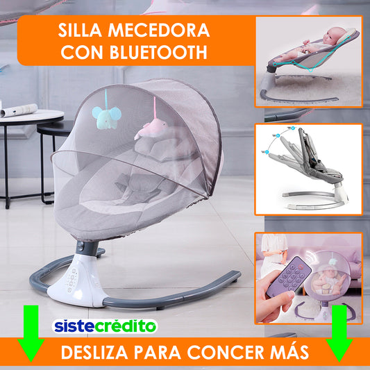 👶¡Nueva! Silla MECEDORA PREMIUM AUTOMÁTICA 5 Velocidades con BLUETOOTH y protección ANTI MOSQUITOS para Bebé