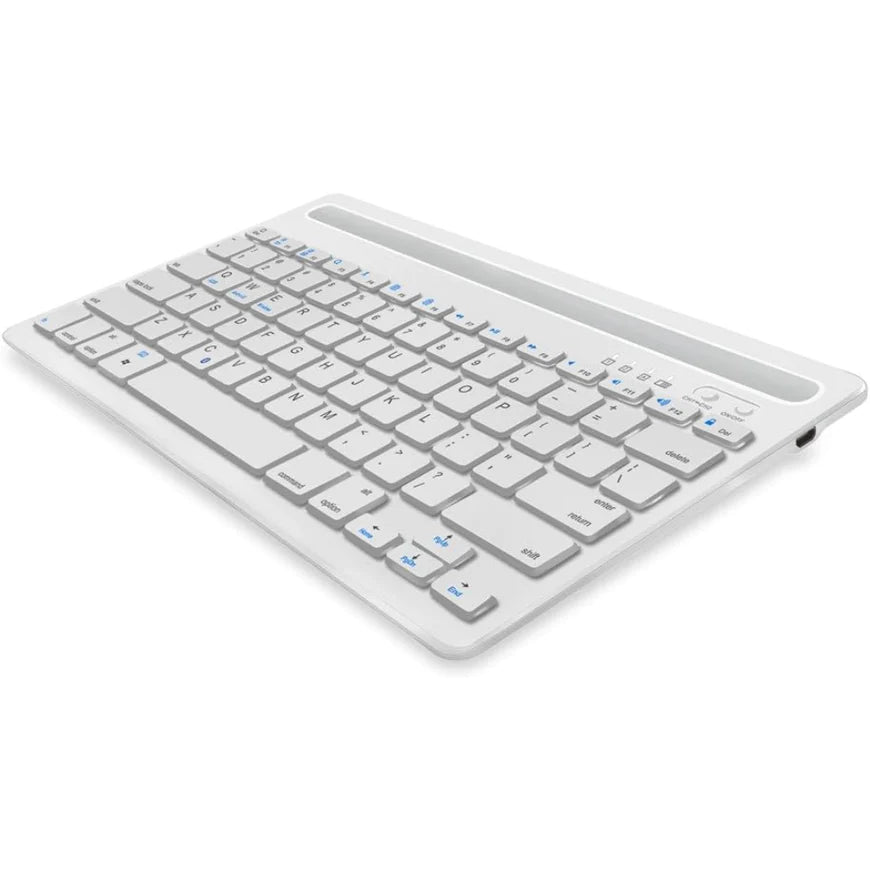 Teclado Inalambrico Recargable Bluetooth 2 Canales Portátil - Blanco, Negro