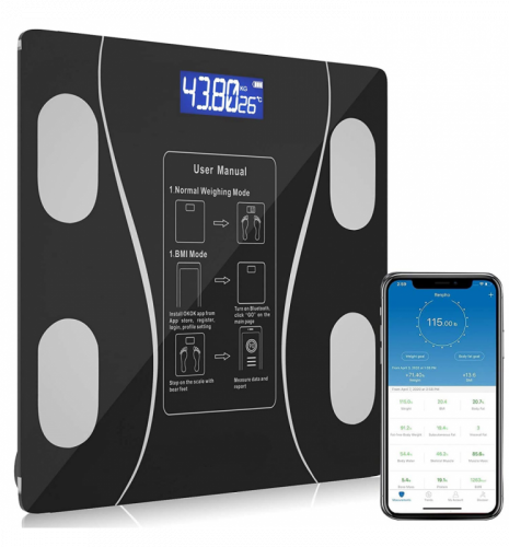 💪✨ Nueva BÁSCULA INTELIGENTE 📲 Pesa con conexión Bluetooth, Medidor Grasa Corporal IMC Pantalla LCD