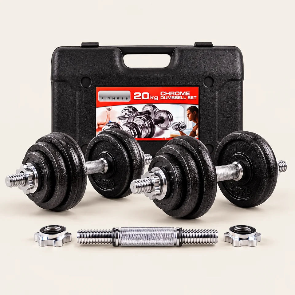 💪🔥 Gimnasio en casa: Kit de Mancuernas y Pesas en HIERRO FUNDIDO Y ACERO CROMADO🏋️‍♂️Fuerza, potencia y resultados💥