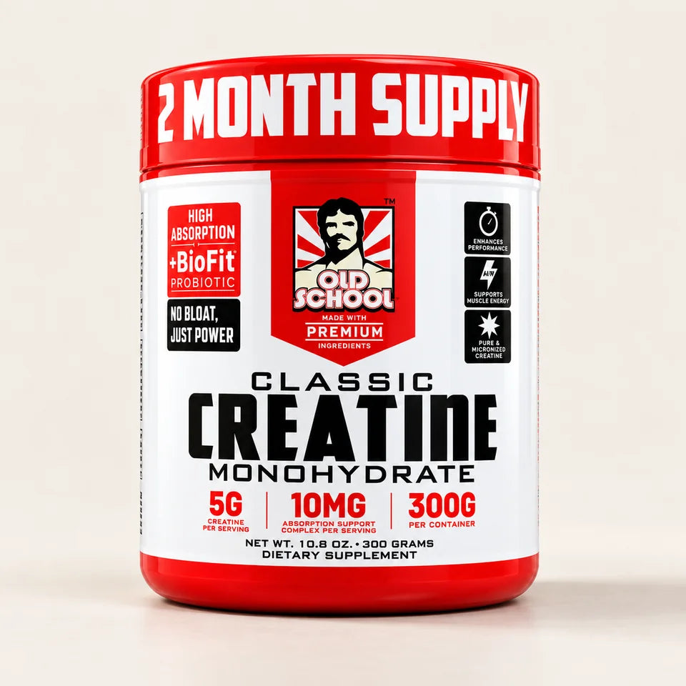 Creatina Monohidrato Old School | 60 servicios (2 meses) 5g x servicio 300gr